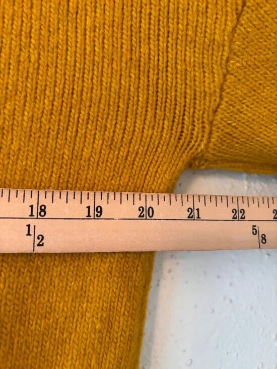 Maeve By Anthropologie Mustard Cardigan With Lace Collar Floral Buttons Size M - Picture 11 of 14